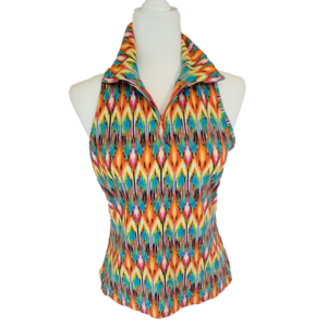Tzu Tzu Multicolor Sleeveless 3/4 Zip Sleeveless Golf Top Size Medium 6/8 EUC